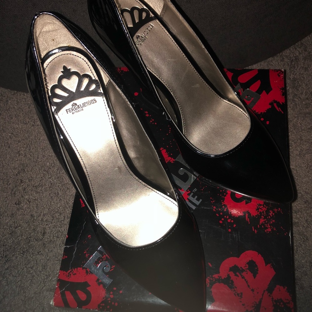 Black Patent Fergalicious Wedges